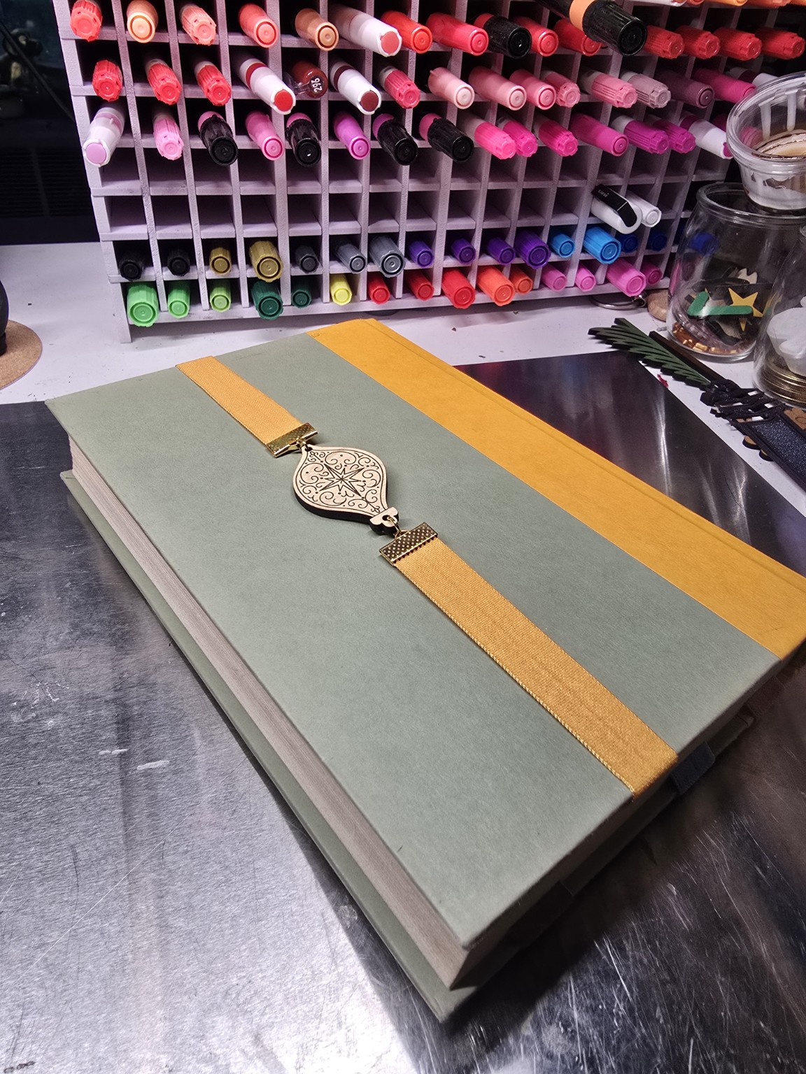 Book with a decorative ribbon bookmark